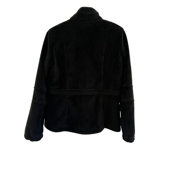 Kristen Blake Plush Fleece Zip Up Jacket Womens Medium Black Velour Cinch Waist - Picture 2 of 16